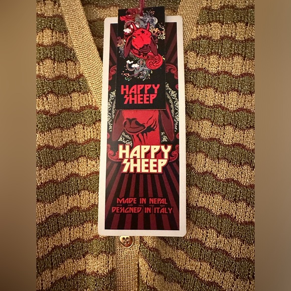 Happy Sheep NWT Size M Cardigan Gold-Copper-Green gold buttons - Picture 5 of 9